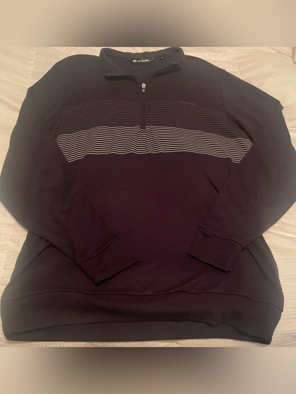 TravisMathew Men's Quarter Zip Black Zip-Up Sweater Golf Size L